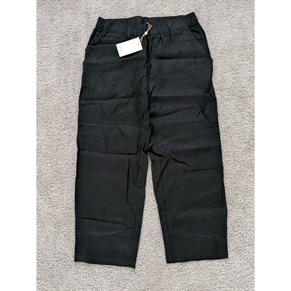 Quince 100% European Linen Pants Womens Medium Black (Fits 30x24) NWT